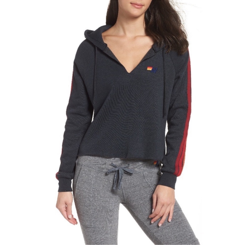 Aviator Nation Hoodie Size Small Dark Blue Split-… - image 1